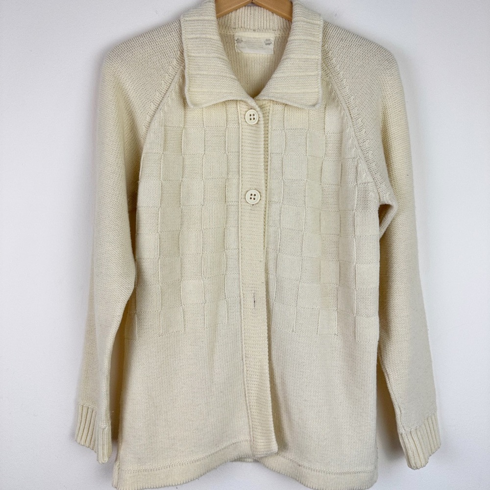 Vintage 70s Beige Cardigan Sweater